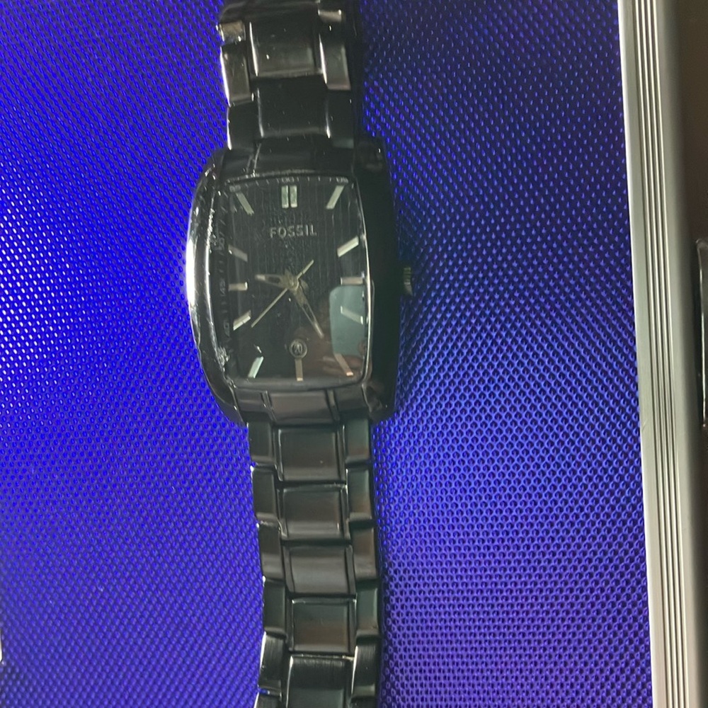 Fossil Black Tonneau Watch